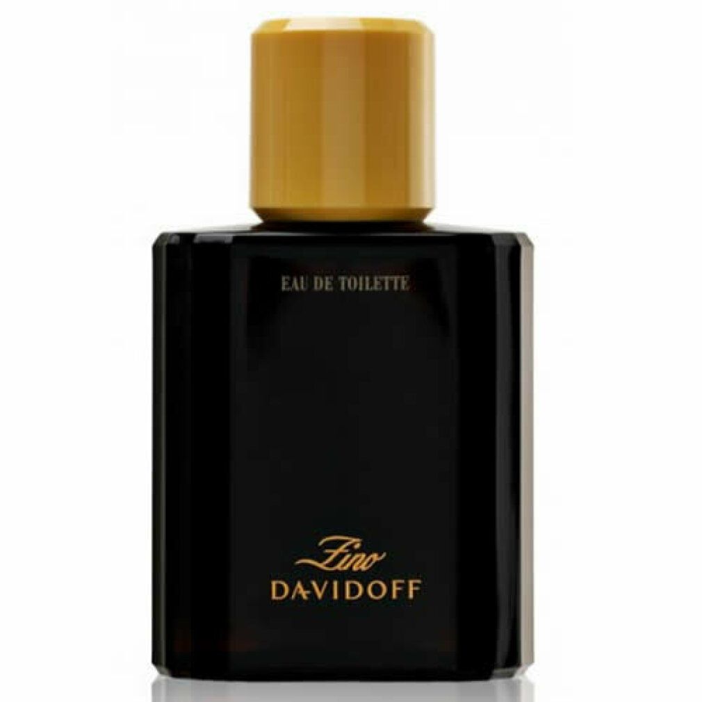 Schwarzer Flakon mit goldfarbenem Deckel. Aufschrift: Eau de Toilette. Zino Davidoff.