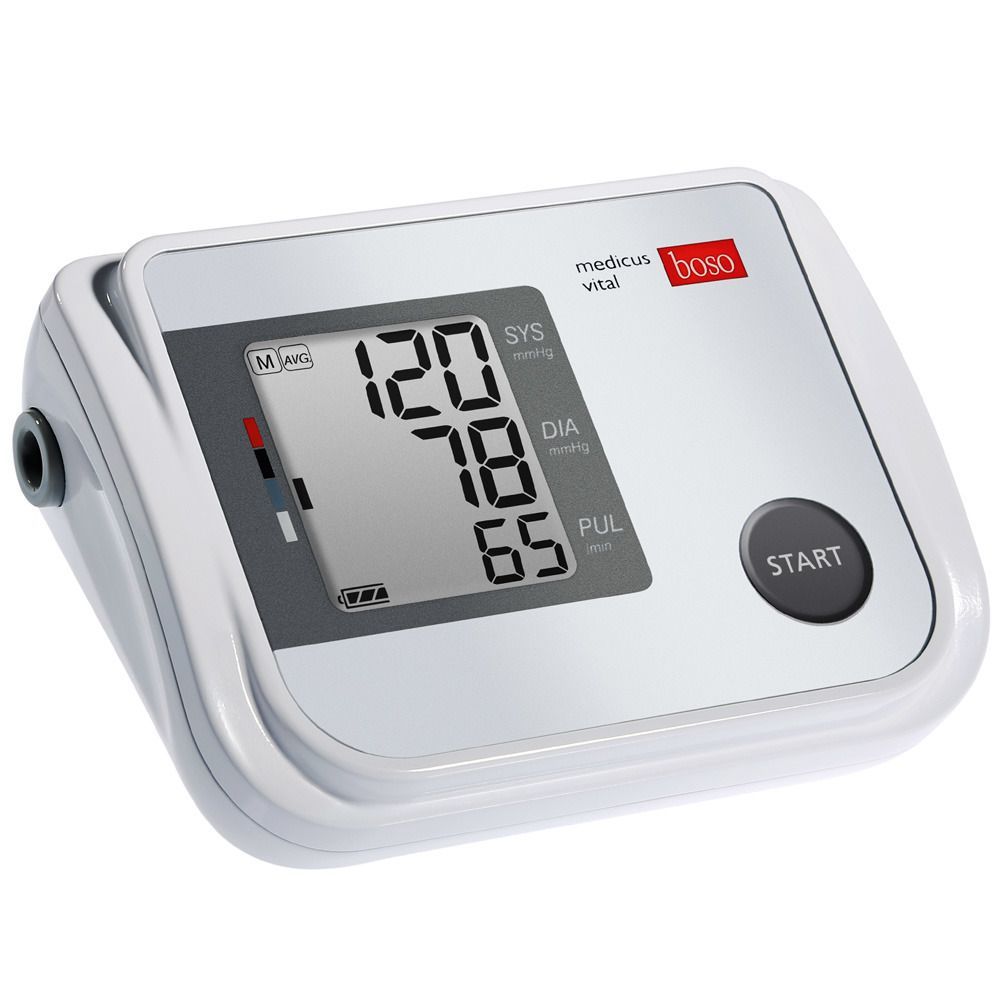 Blutdruckmessgerät mit Display. Zeigt Systole, Diastole und Puls. Marke: boso medicus vital.