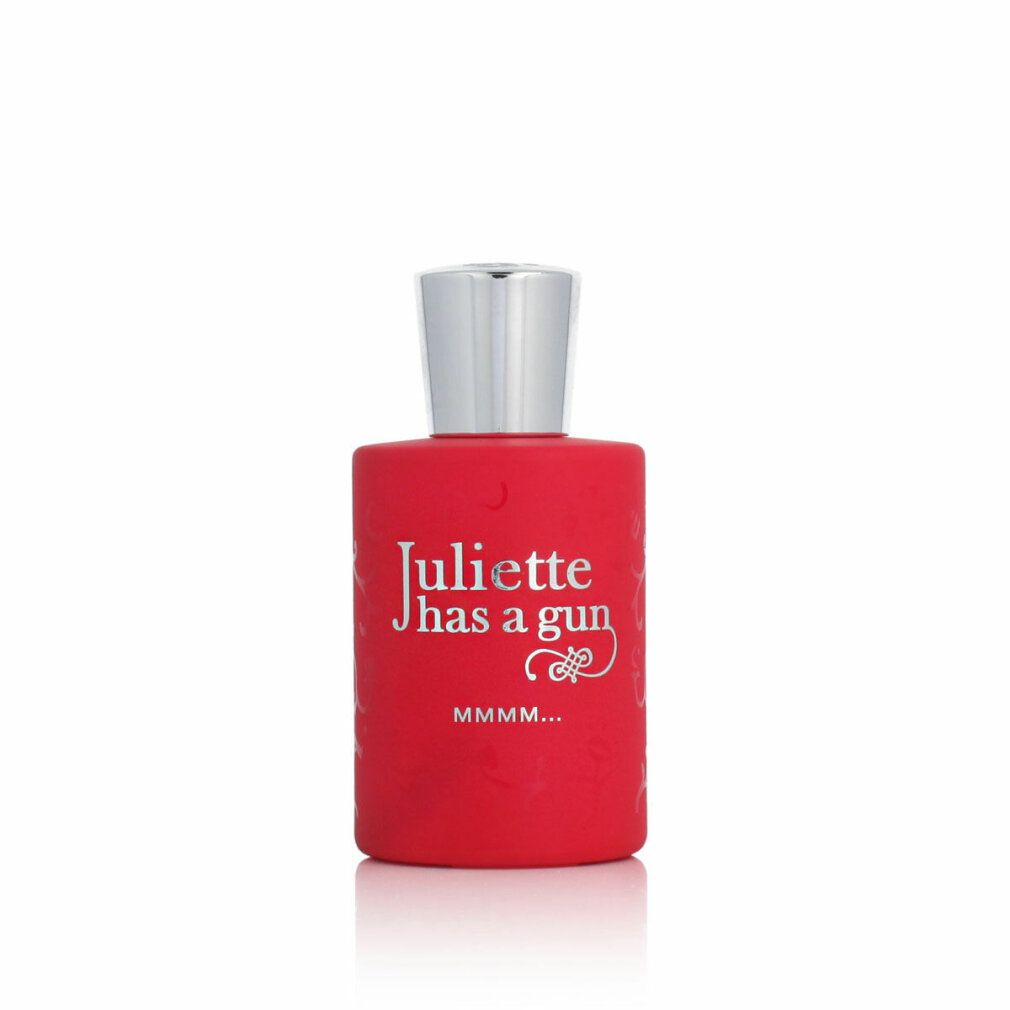 Rote Flasche mit silbernem Verschluss. Aufschrift: Juliette has a gun, Mmmm…