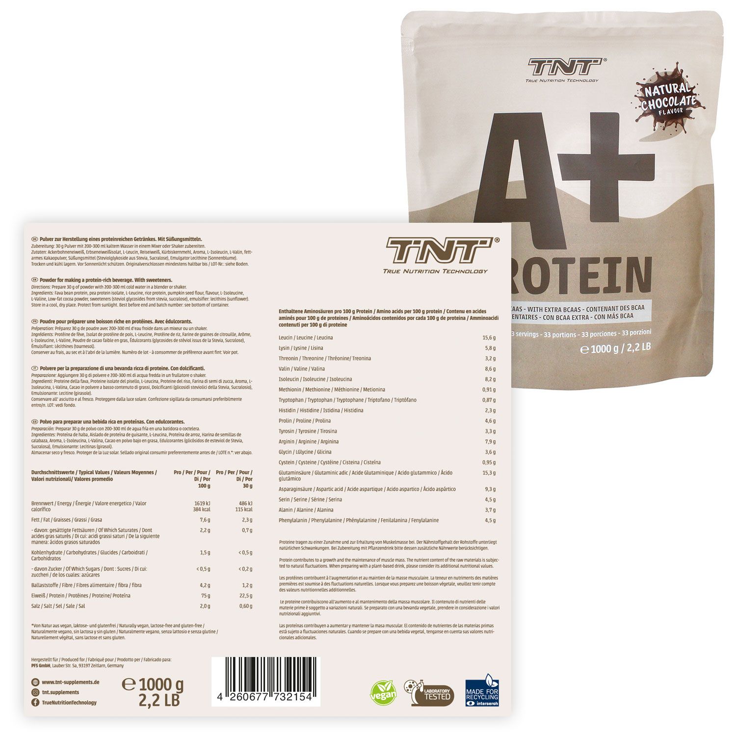 TNT A+ Protein - mit bis zu 76% Eiweiß 1000 g Pulver