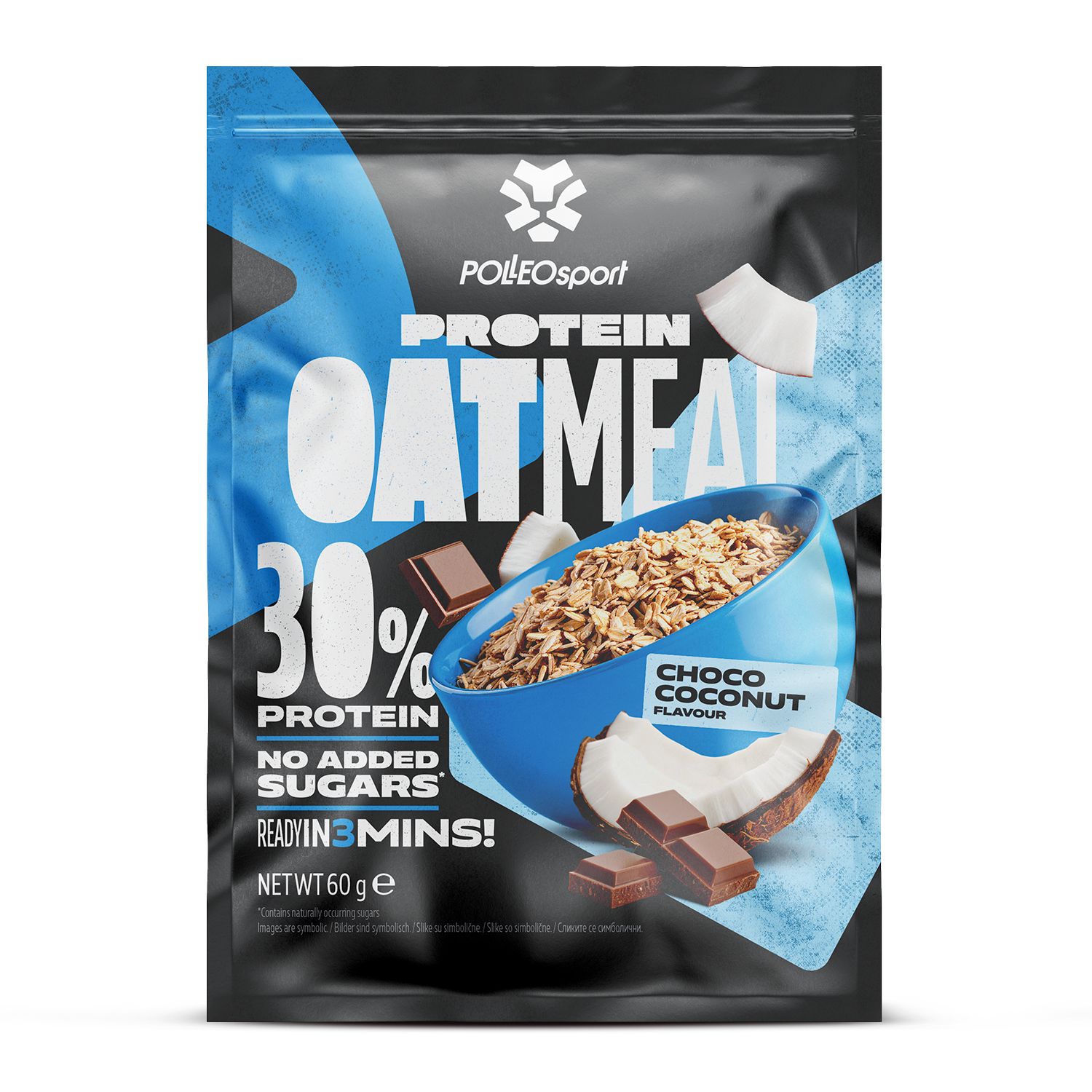 Prallelsport Protein Haferflocken, Schoko-Kokos-Geschmack, 30% Protein, ohne Zuckerzusatz, 60g.