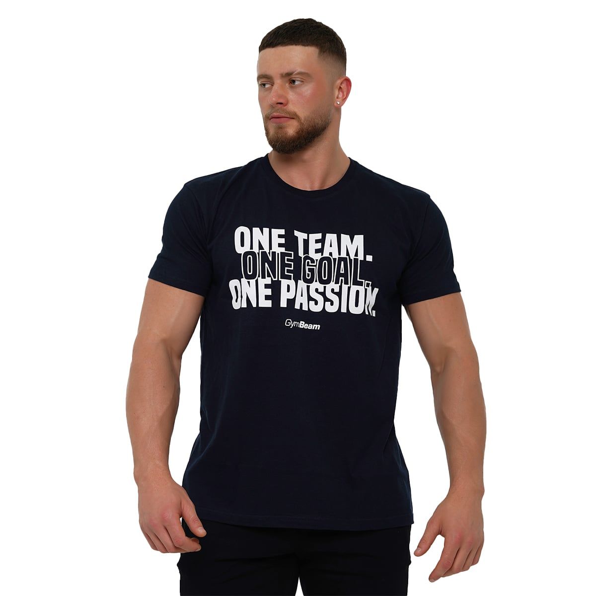 GymBeam T-Shirt Herren Regular Kurzarm One Team Navy