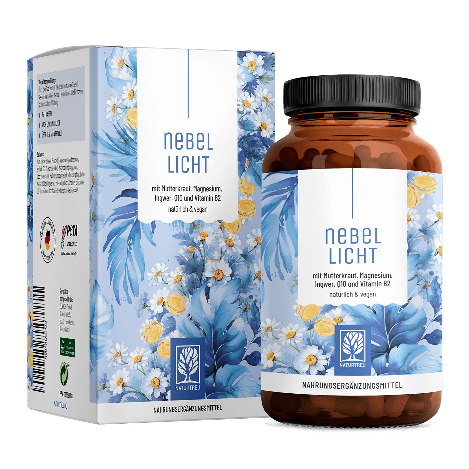 Mutterkraut, Magnesium, Ingwer, Q10 und Vitamin B2 - Nebellicht - NATURTREU®