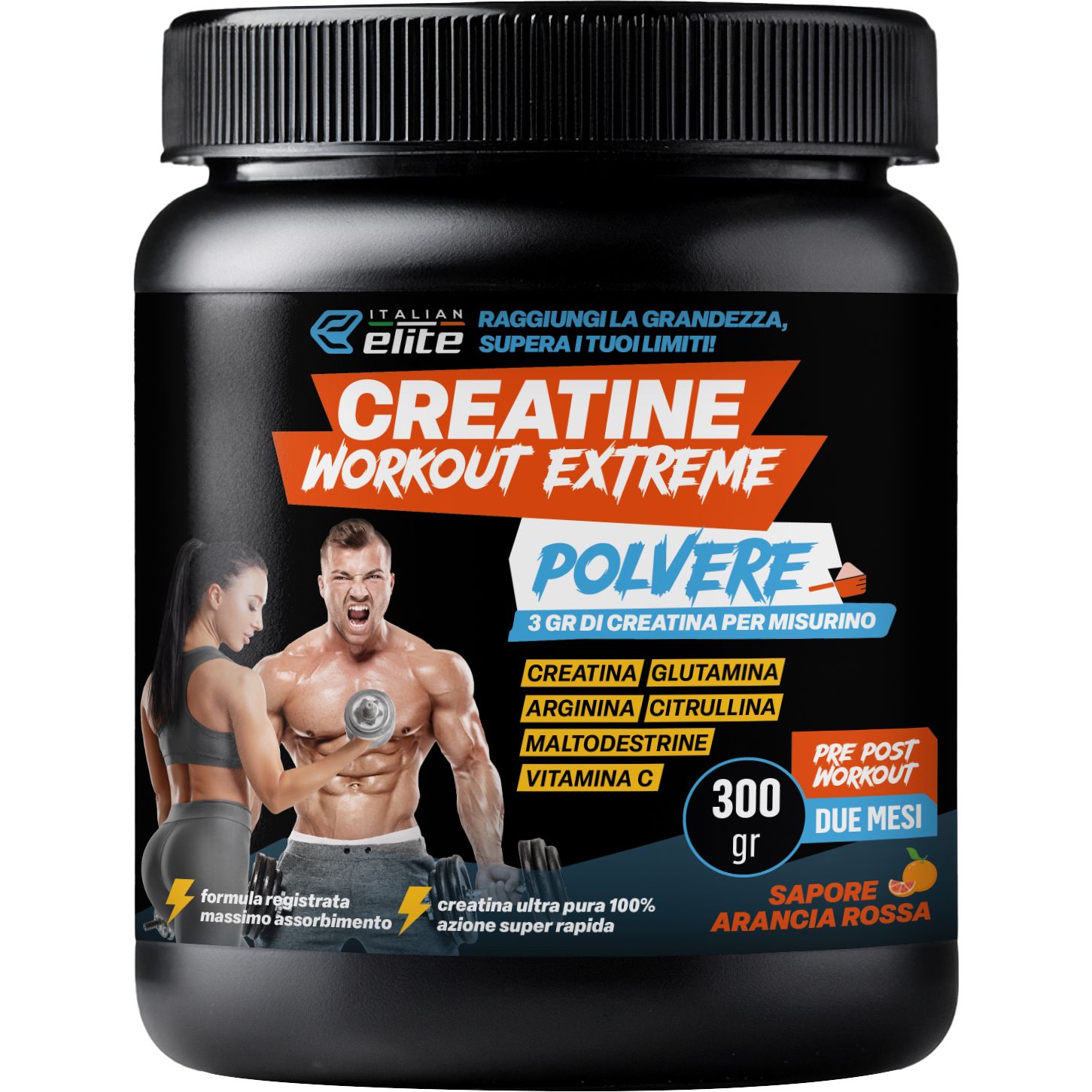 Italian Elite® Creatine Extreme, Creatina in Polvere a Rapido Assorbimento Muscolare