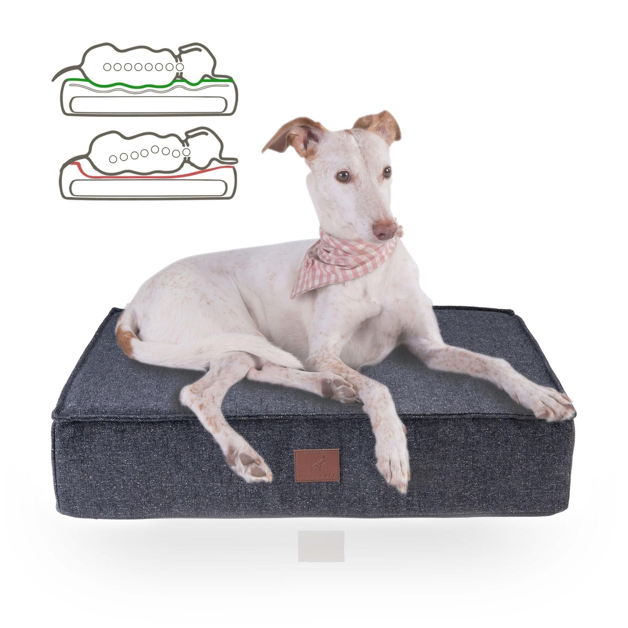 orthopädische Hundematte 'Abbey', Easy Clean-Webstoff, Farbe Dunkelgrau 70 x 55