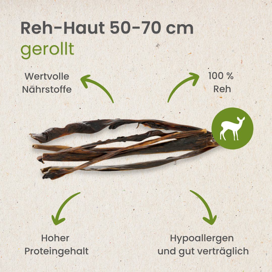 Gefaltete Reh-Haut, 100% Reh, hypoallergen.