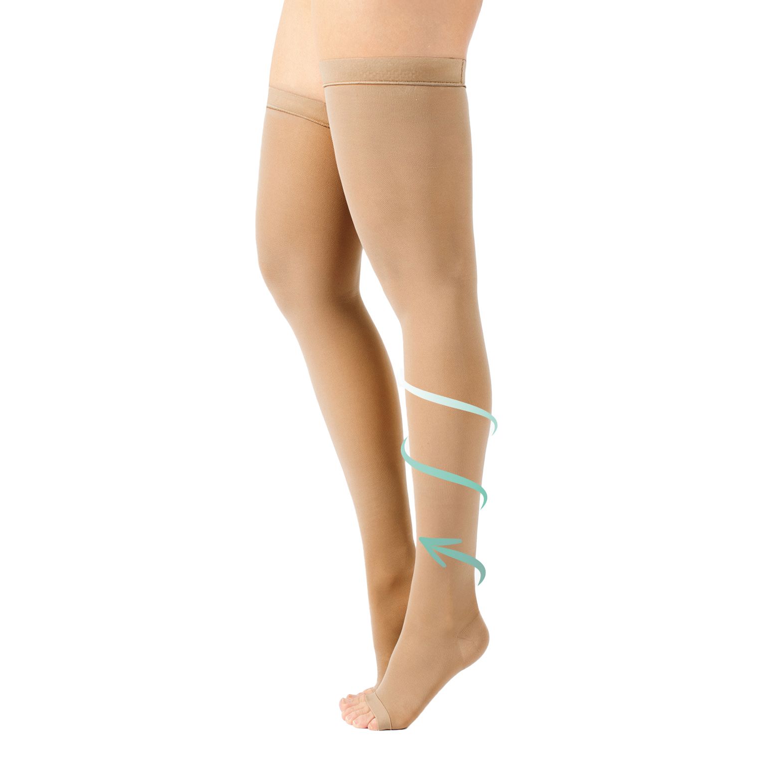 CALZITALY Anti-Thrombose halterlose Strümpfe, offene Spitze, starke Kompression, Made in Italy