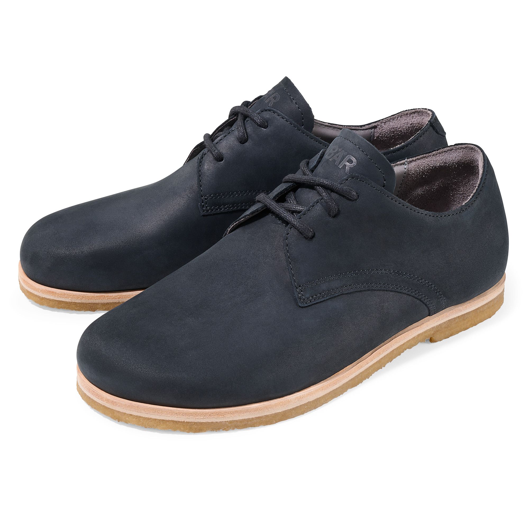 Dunkelblaue BÄR Schnürschuhe für Herren, Leder, breite Passform, mit Schnürung.