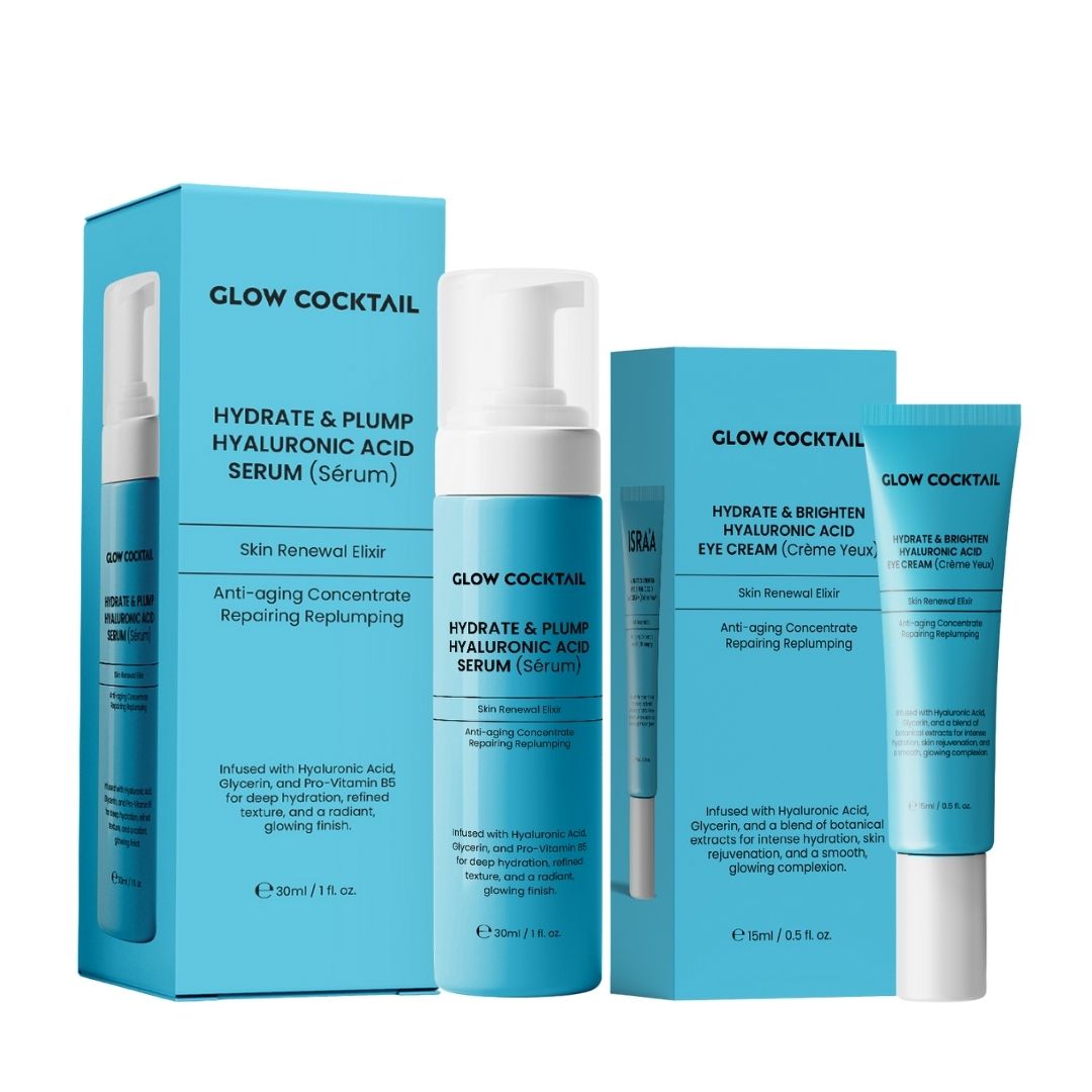 Glow Cocktail Feuchtigkeitsserum & Aufpolsterndes Serum + Aufhellende Augencreme
