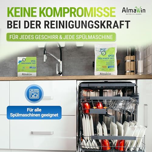 AlmaWin Spülmaschinen Salz: Keine Kompromisse bei der Reinigungsleistung für alle Spülmaschinen.