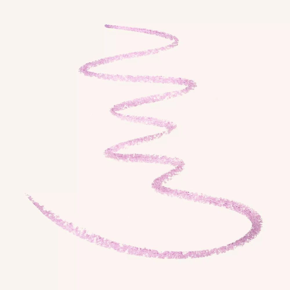 Lila Strich auf hellem Hintergrund. Textur des Lidschattens sichtbar.