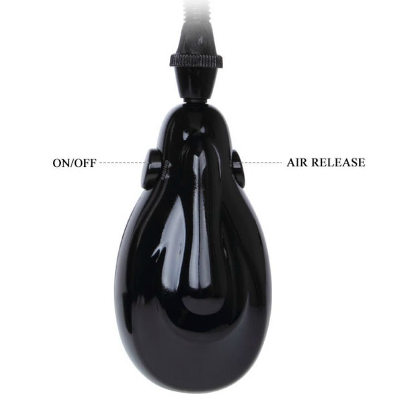 Schwarze Pumpe mit Beschriftung 'ON/OFF' und 'AIR RELEASE'.