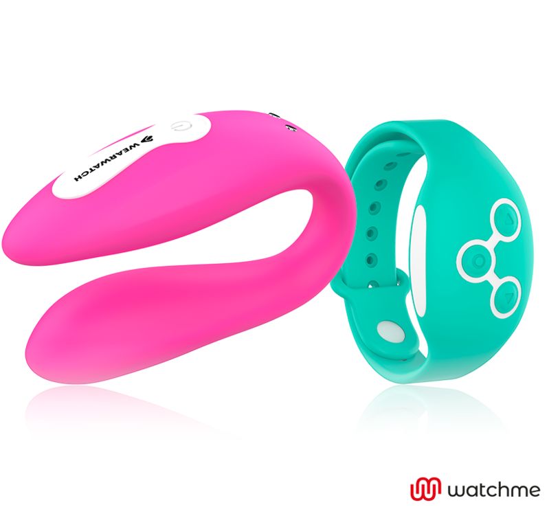 Rosa Wearwatch und türkisfarbene Armbanduhr. Wearwatch-Logo. watchme-Logo.