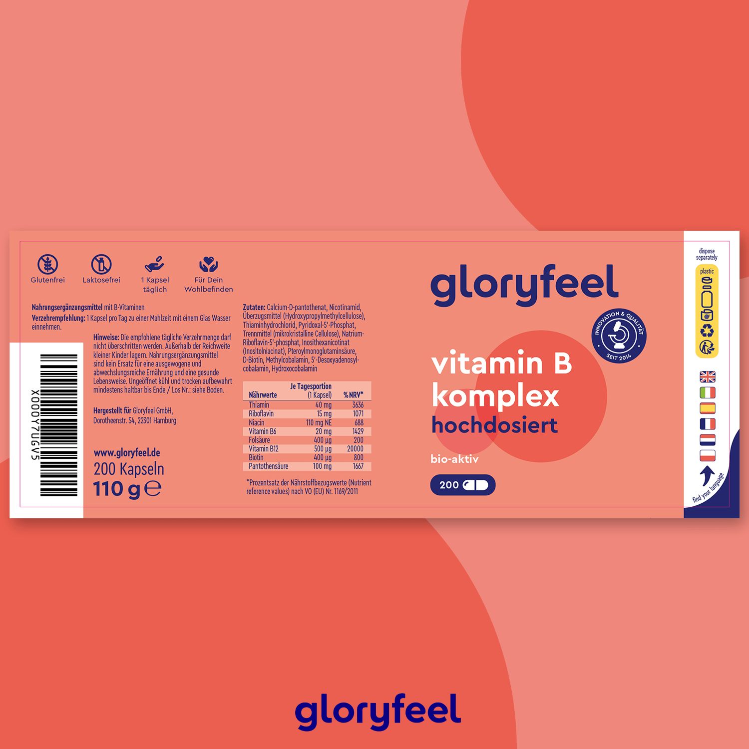 gloryfeel® Vitamin B-Komplex Kapseln