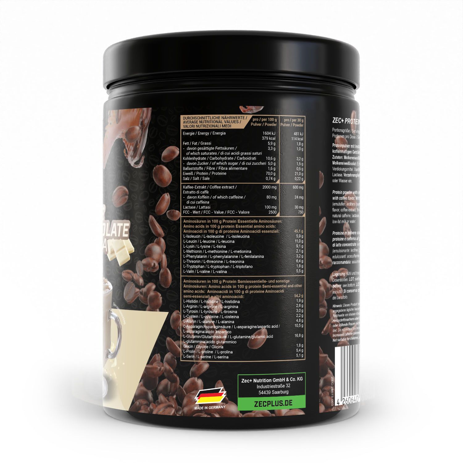 Zec+ Protein Coffee White Mocha 450 g Pulver