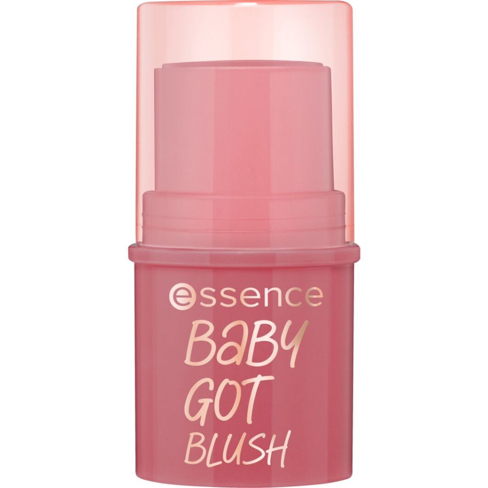Rosa Wangenstift mit Deckel. Aufschrift: essence BABY GOT BLUSH.