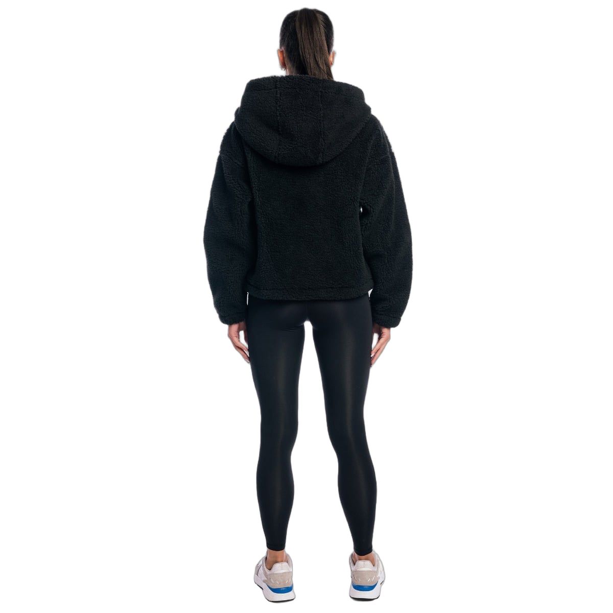 GymBeam Jacke Damen Sherpa Oversized mit Kapuze und Reißverschlusstaschen in Schwarz