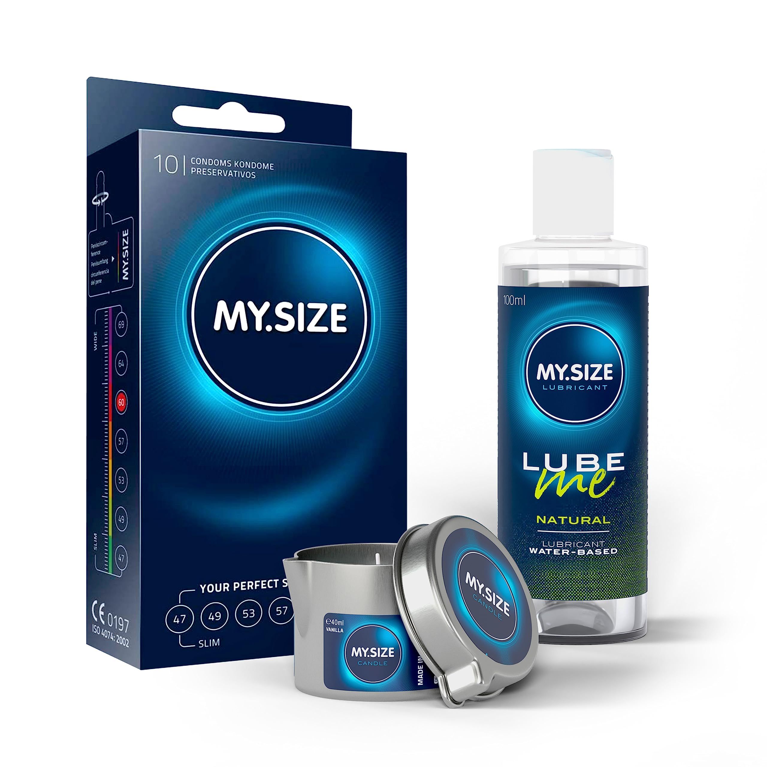 My.size PRO Kondome + Lube ME Natural Body Candle Set 10 St