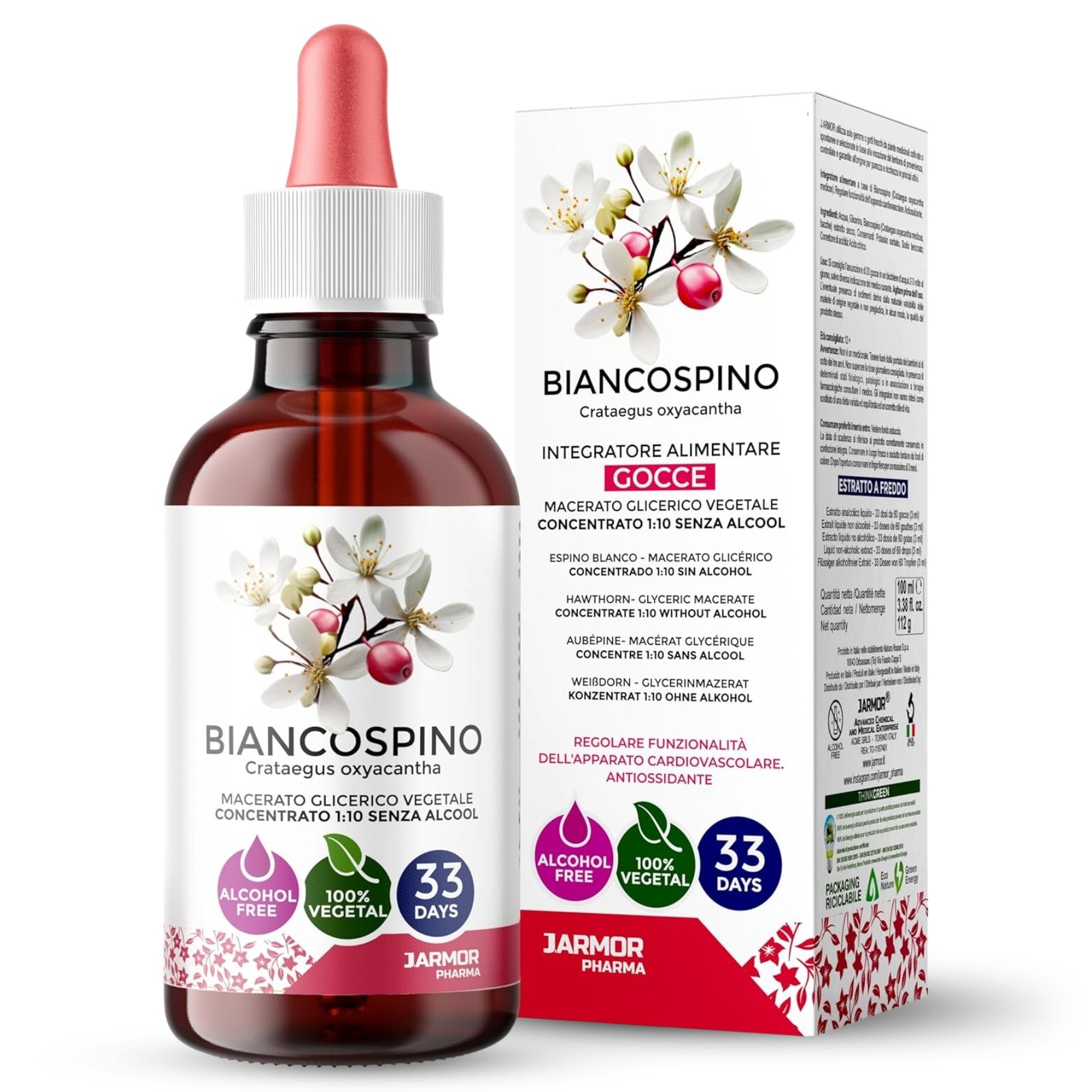 Biancospino Gocce 100ml Macerato Glicerico | Relax Sonno e Cuore Senza Alcol Naturale
