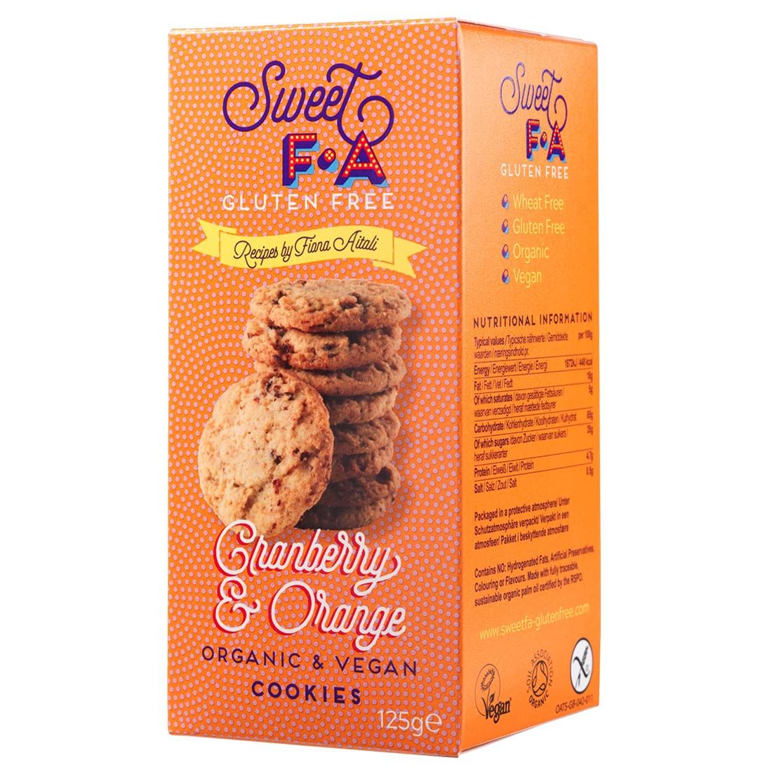 Sweet FA glutenfreie vegane Bio Kekse Cranberry & Orange