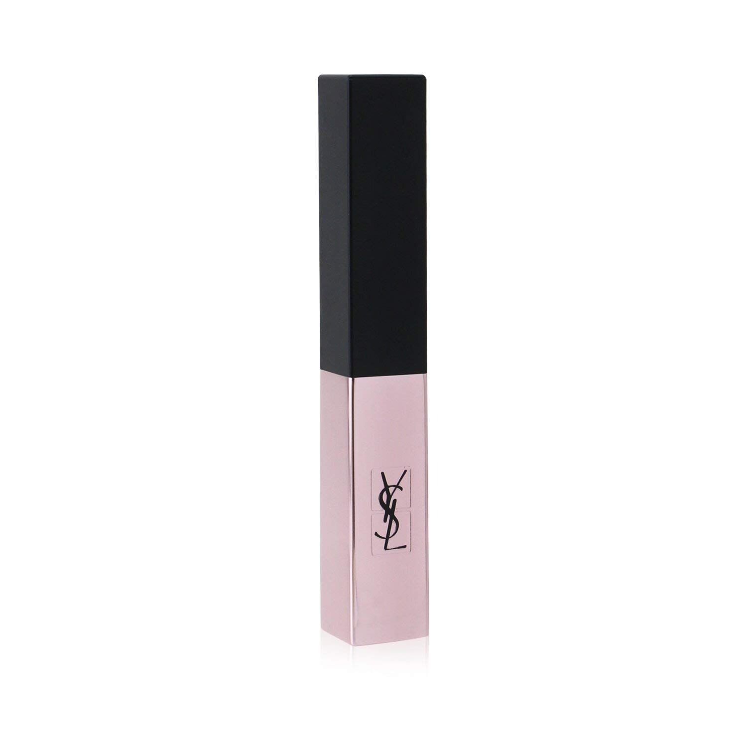 Geschlossener Lippenstift in Rosa und Schwarz. YSL-Logo auf dem Gehäuse. Quadratische Form.