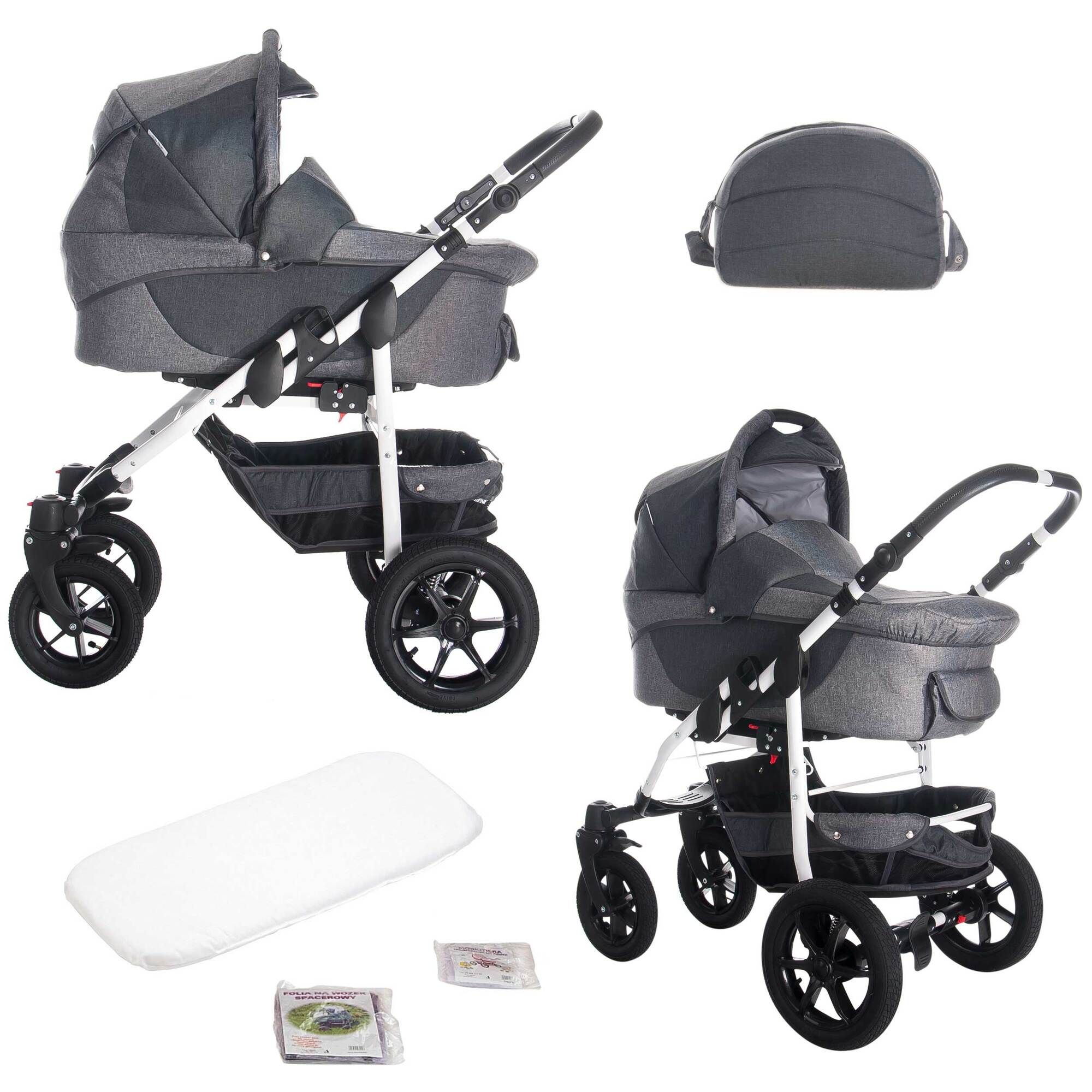 Bebebi Sidney 3 in 1 Kinderwagen Set Luftreifen, Melbourne (Leinen)