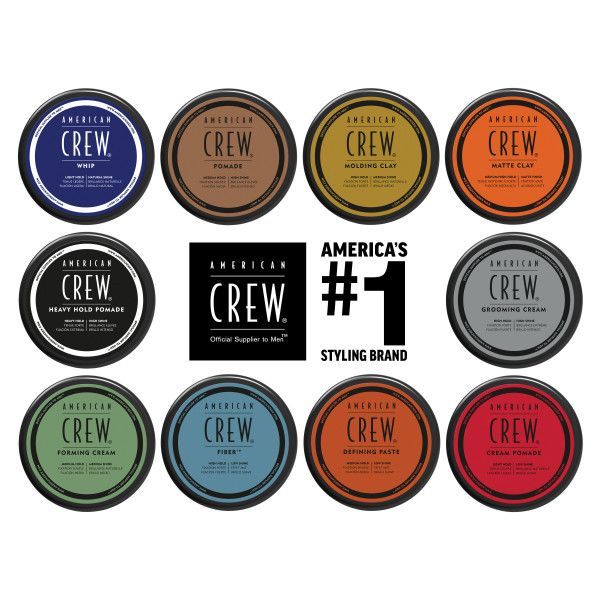 Zwölf Dosen mit Deckeln. Verschiedene Produktnamen. America's #1 Styling Brand. Schwarzes Logo.
