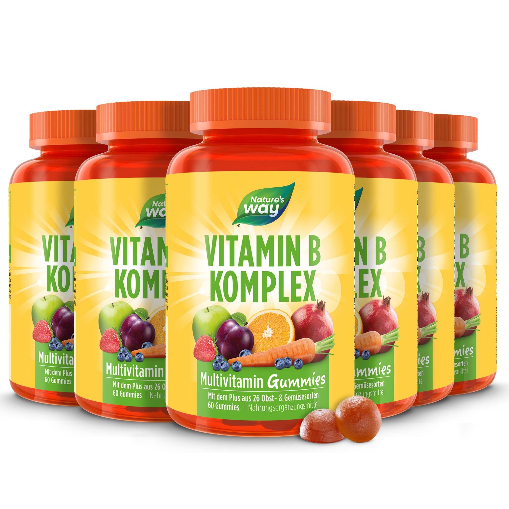 Nature's Way Vitamin B-Komplex Multivitamin Gummies 60Stk - 6er Bundle