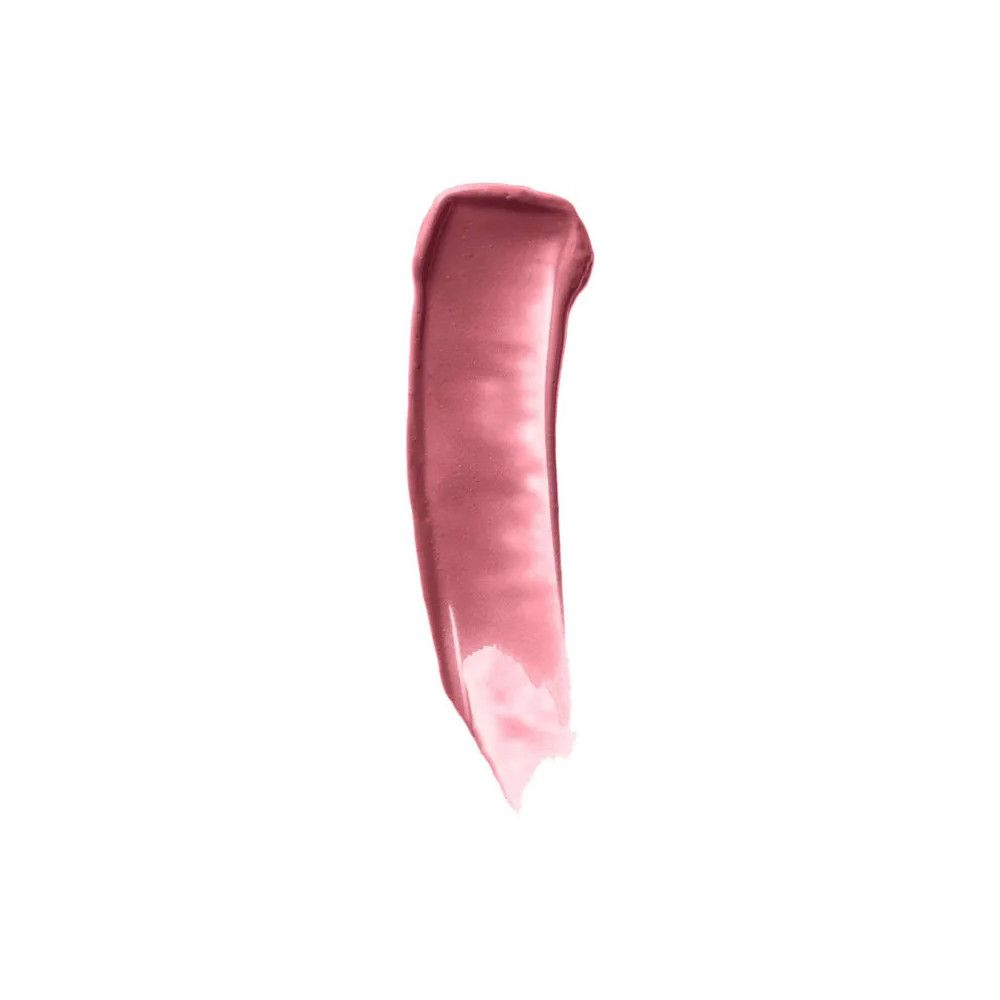 Lippenöl-Abstrich, rosa Farbton. Glänzende Textur, diagonale Form. Auf weißem Hintergrund.