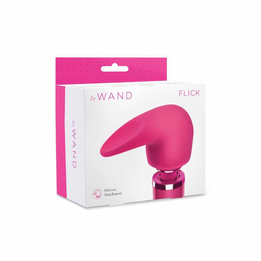 Verpackung mit rosa Aufsatz. Auf der Verpackung steht "le WAND" und "FLICK".