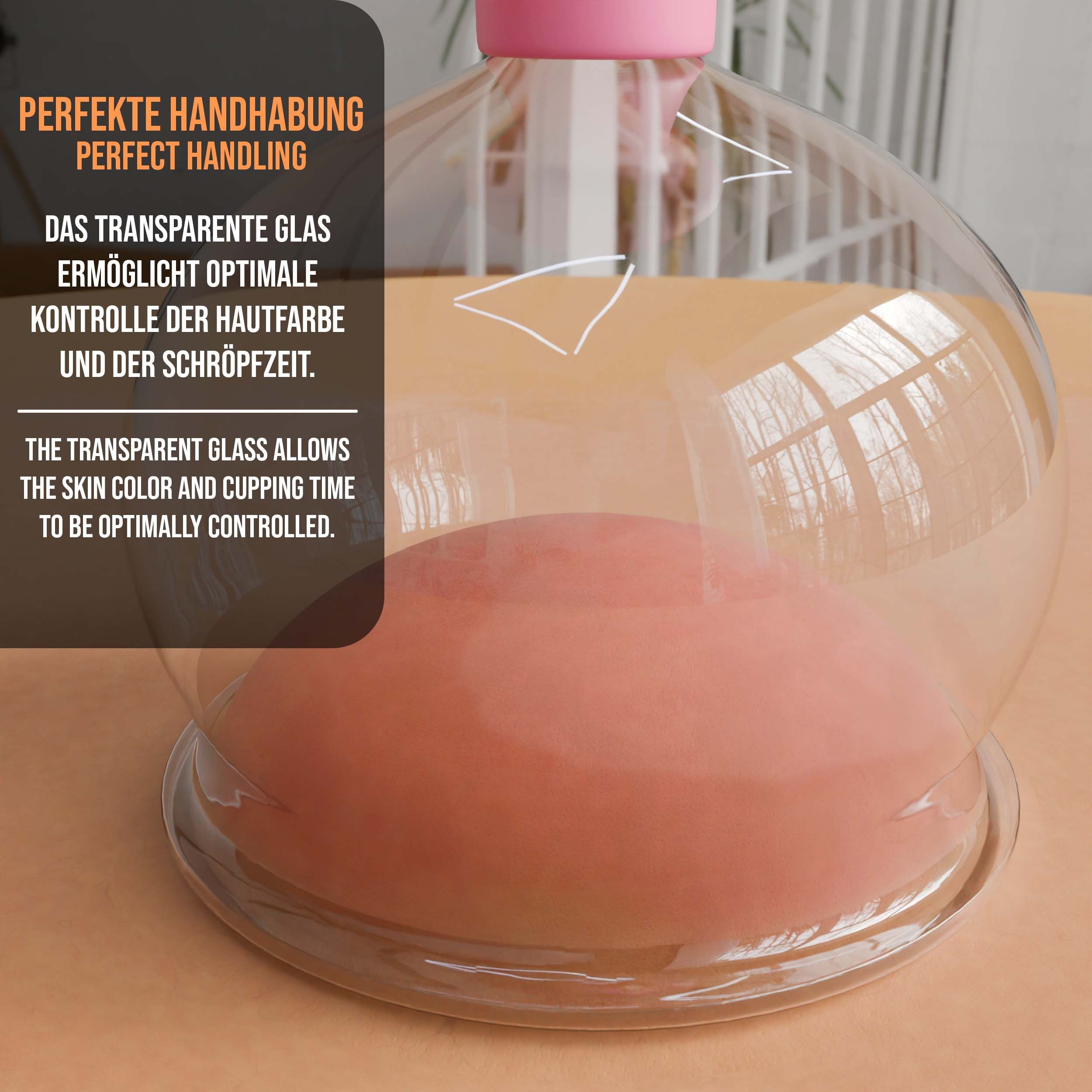 Pulox Schröpfglas aus Echtglas mit Saugball - 62mm in Pink