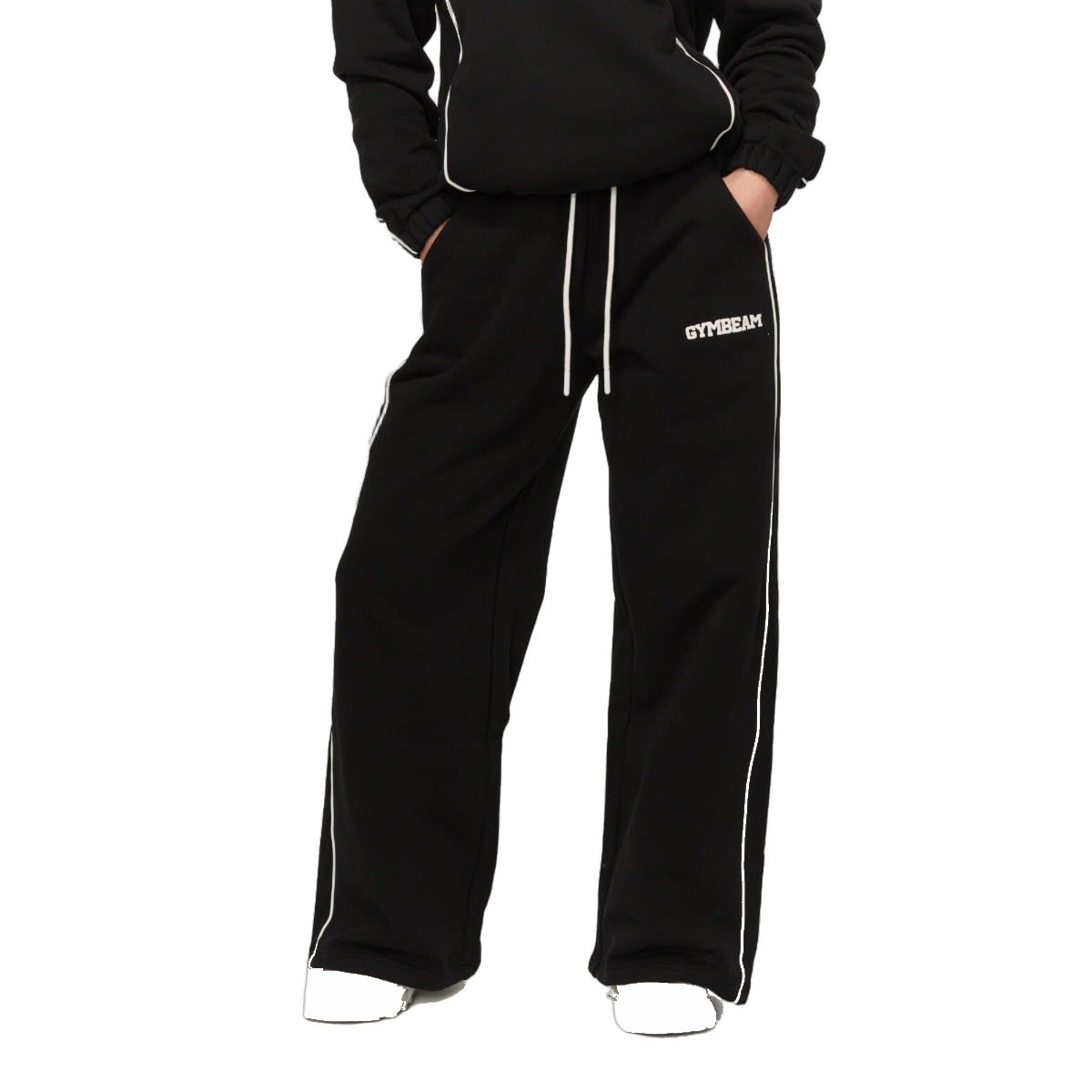 GymBeam Jogginghose Damen Oversized mit Kordelzug und Taschen Varsity Schwarz 1 St