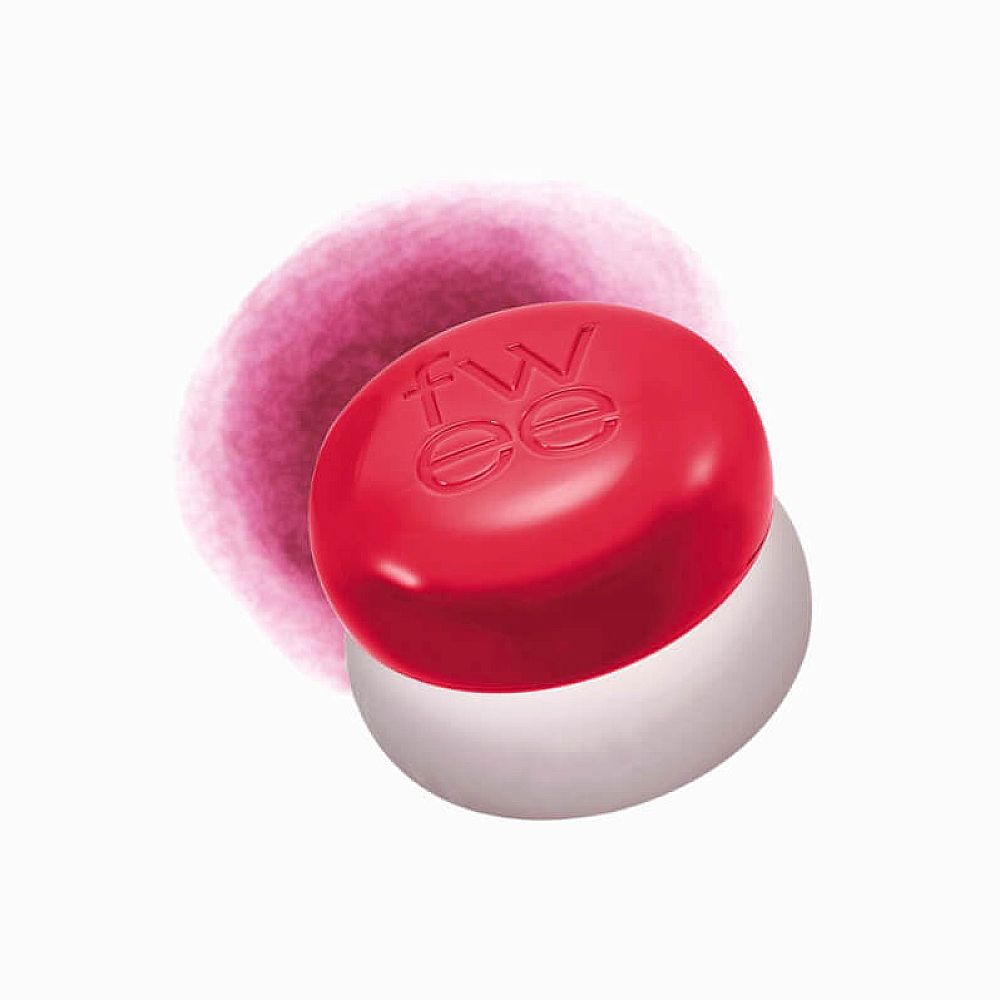 Roter, runder Behälter mit weißem Boden. Oben ist das Logo „fwee“ eingeprägt. Hinter dem Behälter ist ein rosa Fleck.