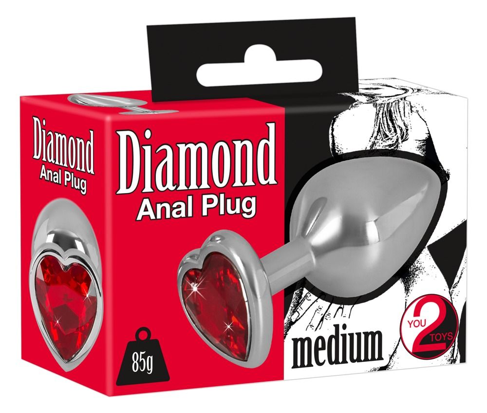 Verpackung mit Analplug. Aufschrift: Diamond Anal Plug medium, 85g.
