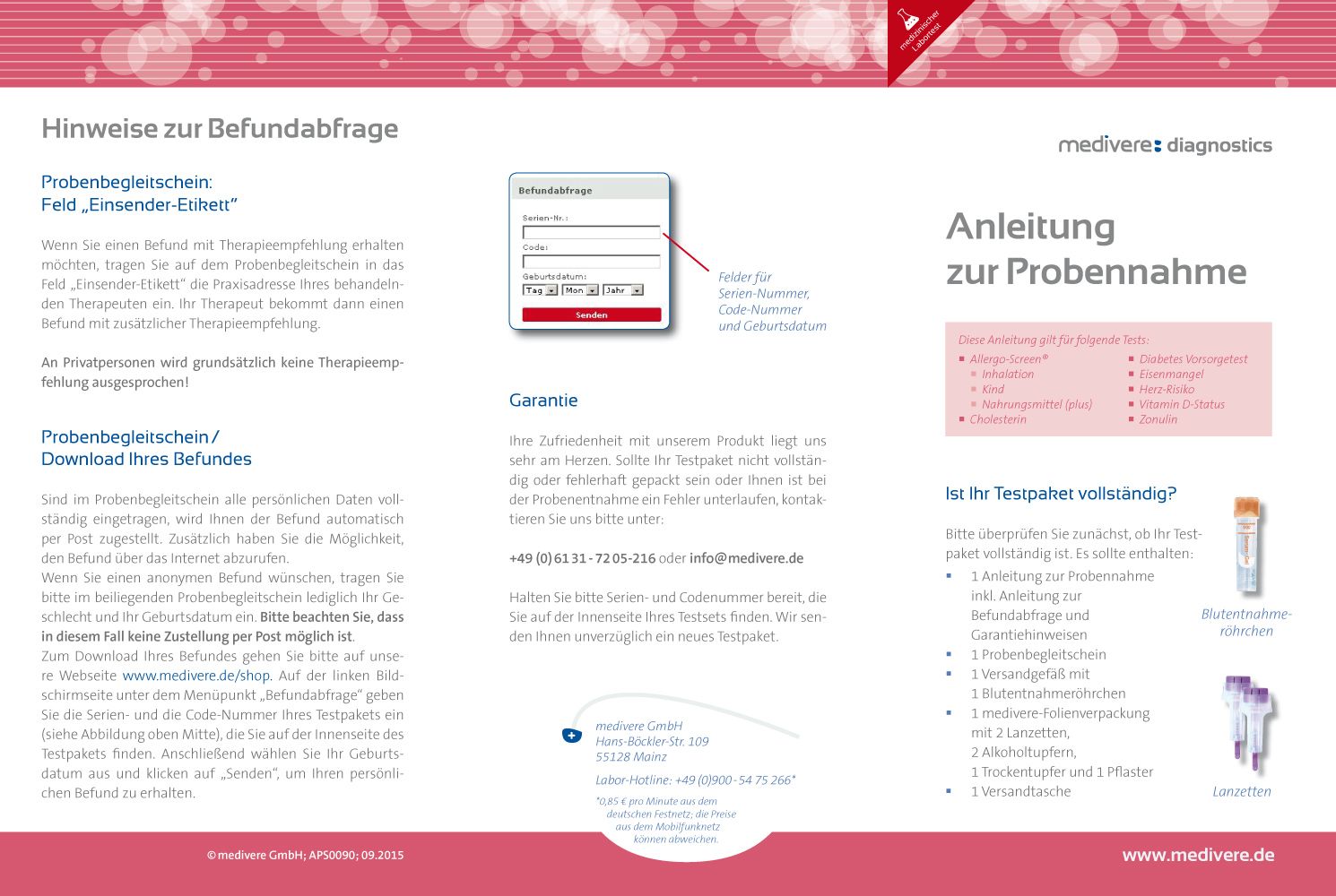 medivere diagnostics Cholesterin Test