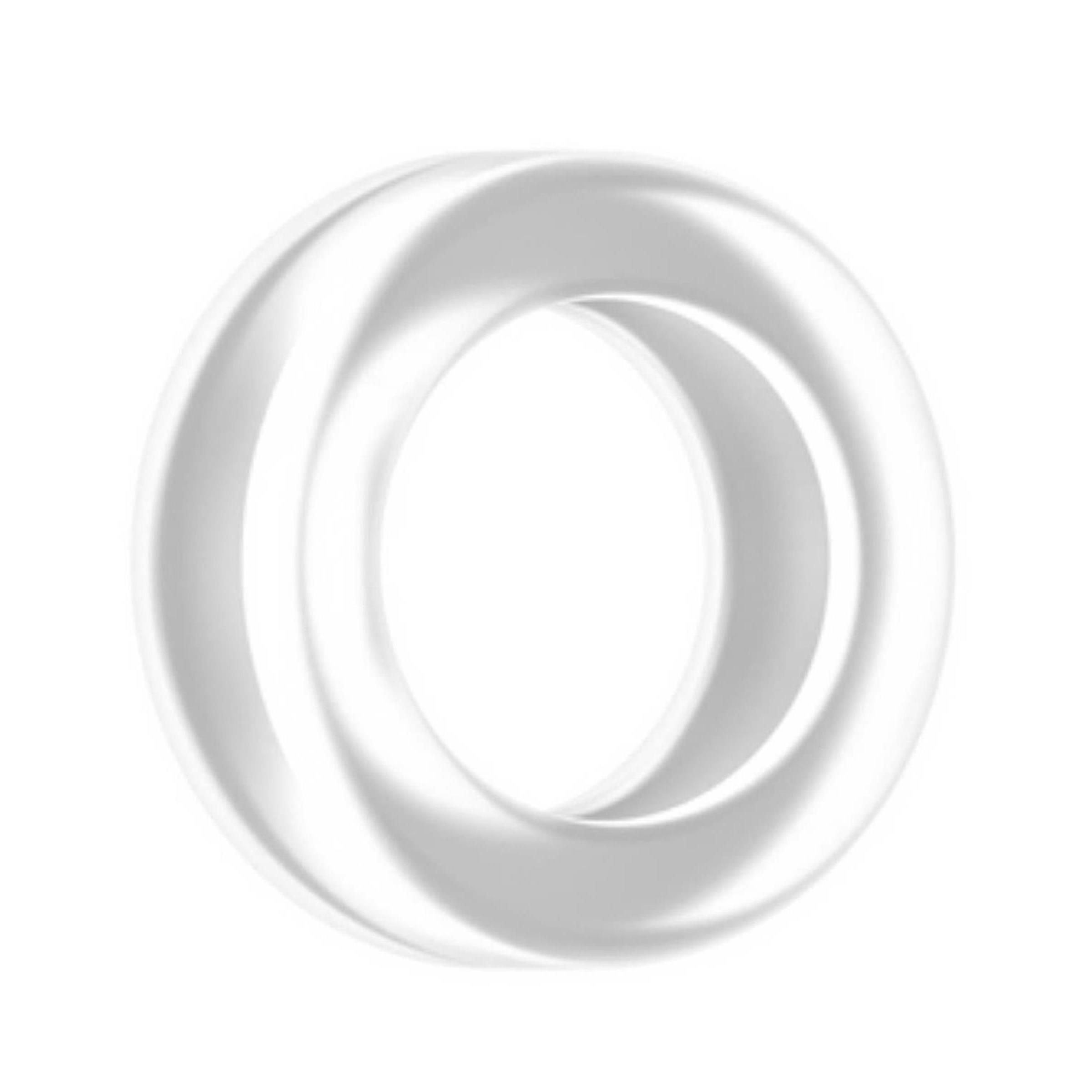 Transparenter Cockring. Ringförmig, mit abgerundeten Kanten. Auf weißem Hintergrund.