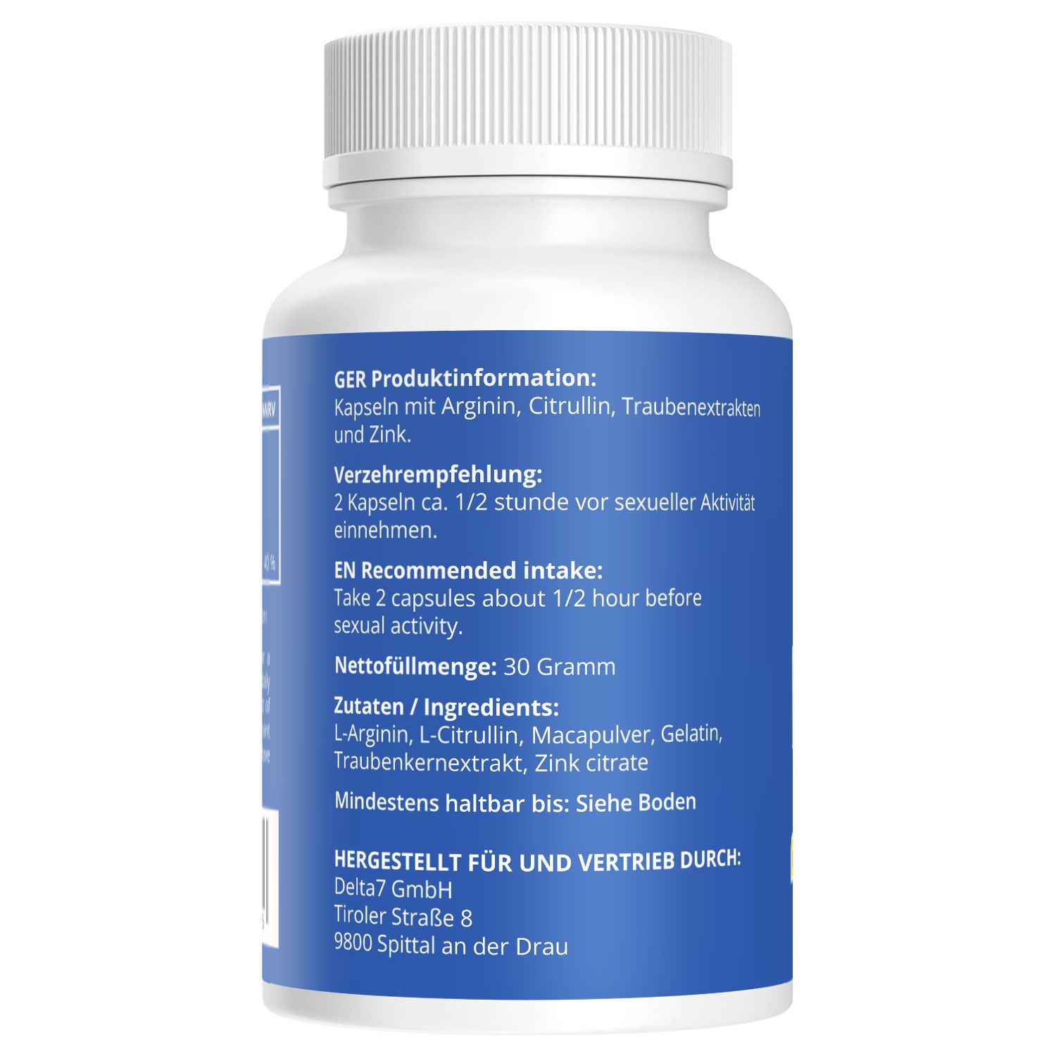 Rückseite der Viraxx Zink Tabletten Flasche mit Produktinformationen und Inhaltsstoffen.