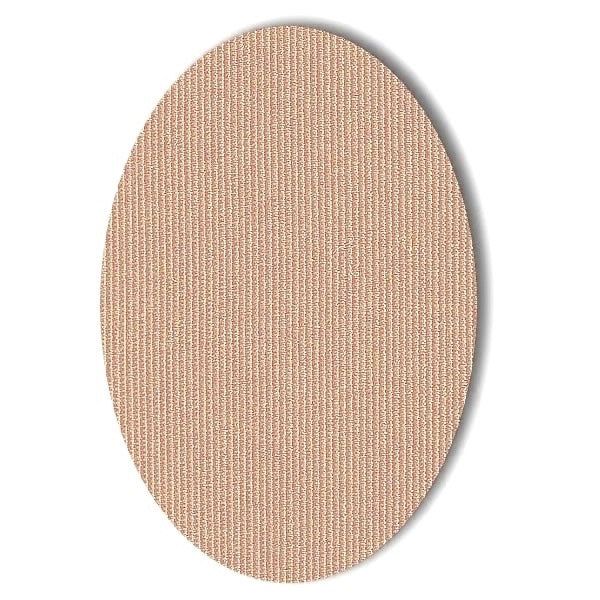 Ovales Pflaster in Beige. Feine, vertikale Struktur. Schattenwurf.