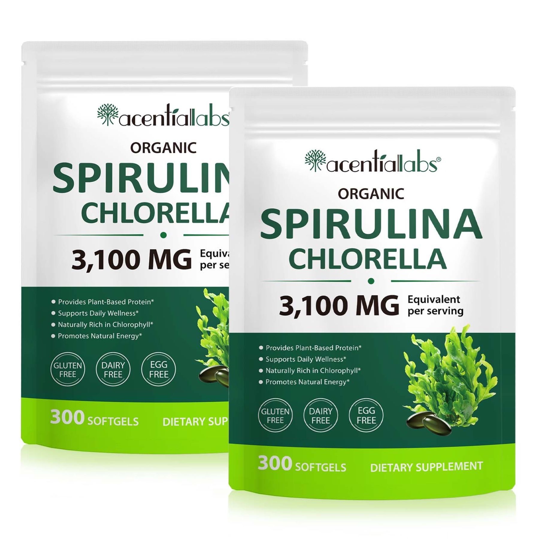 P-beauty Spirulina Chlorella Softgels Mineralien 3100 mg Vegan 2x300 St Kapseln