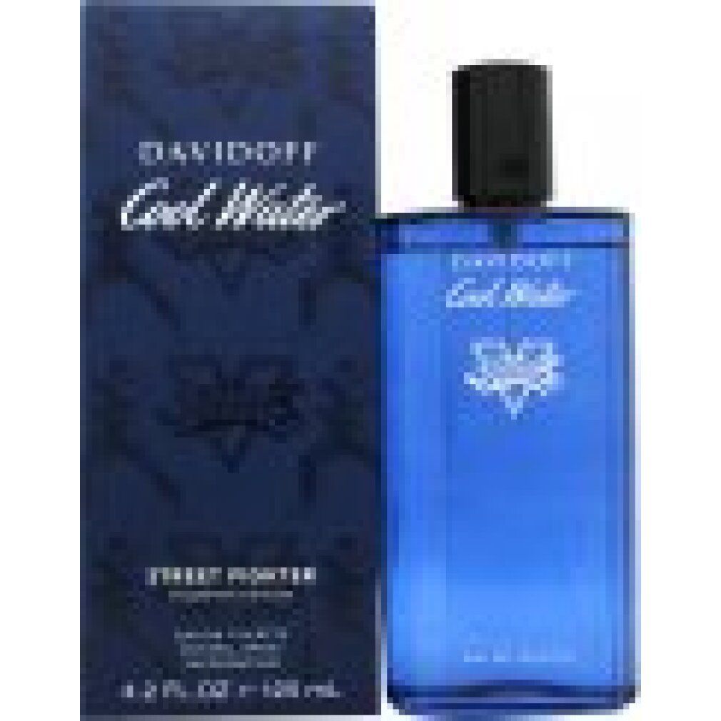 Parfumflakon und Verpackung. Aufschrift: Davidoff Cool Water Street Fighter Edition. Flakon blau.