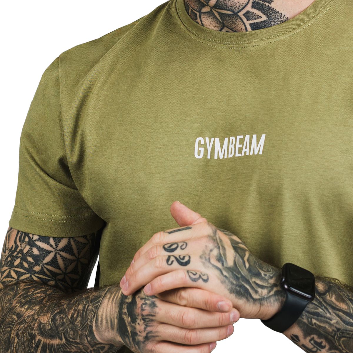 GymBeam T-Shirt Herren regular Kurzarm aus Baumwolle Olive FIT