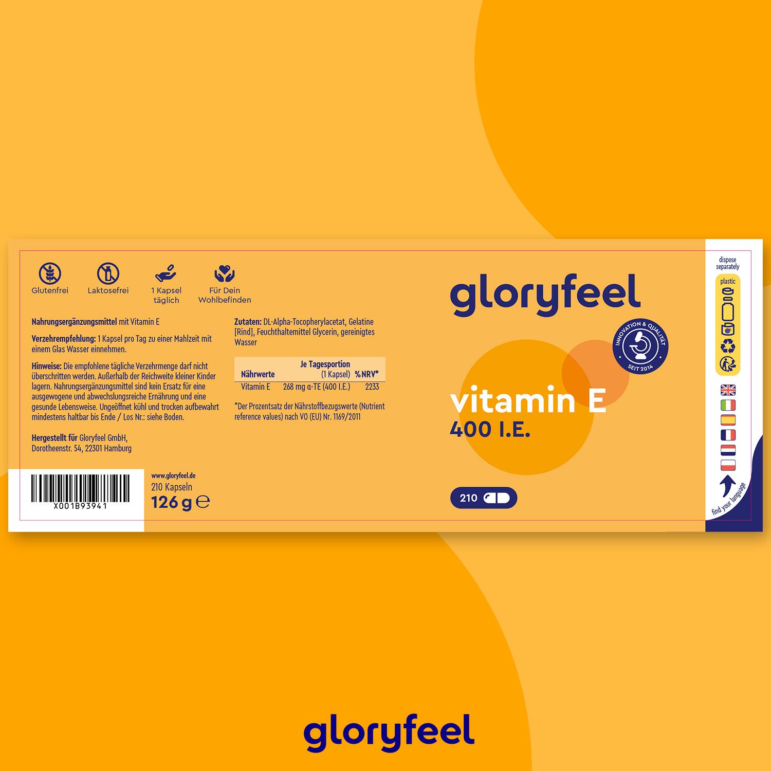 gloryfeel® Vitamin E Kapseln 210 St