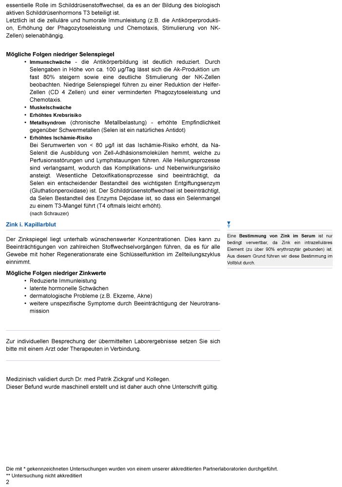 medivere diagnostics Selen + Zink Bluttest