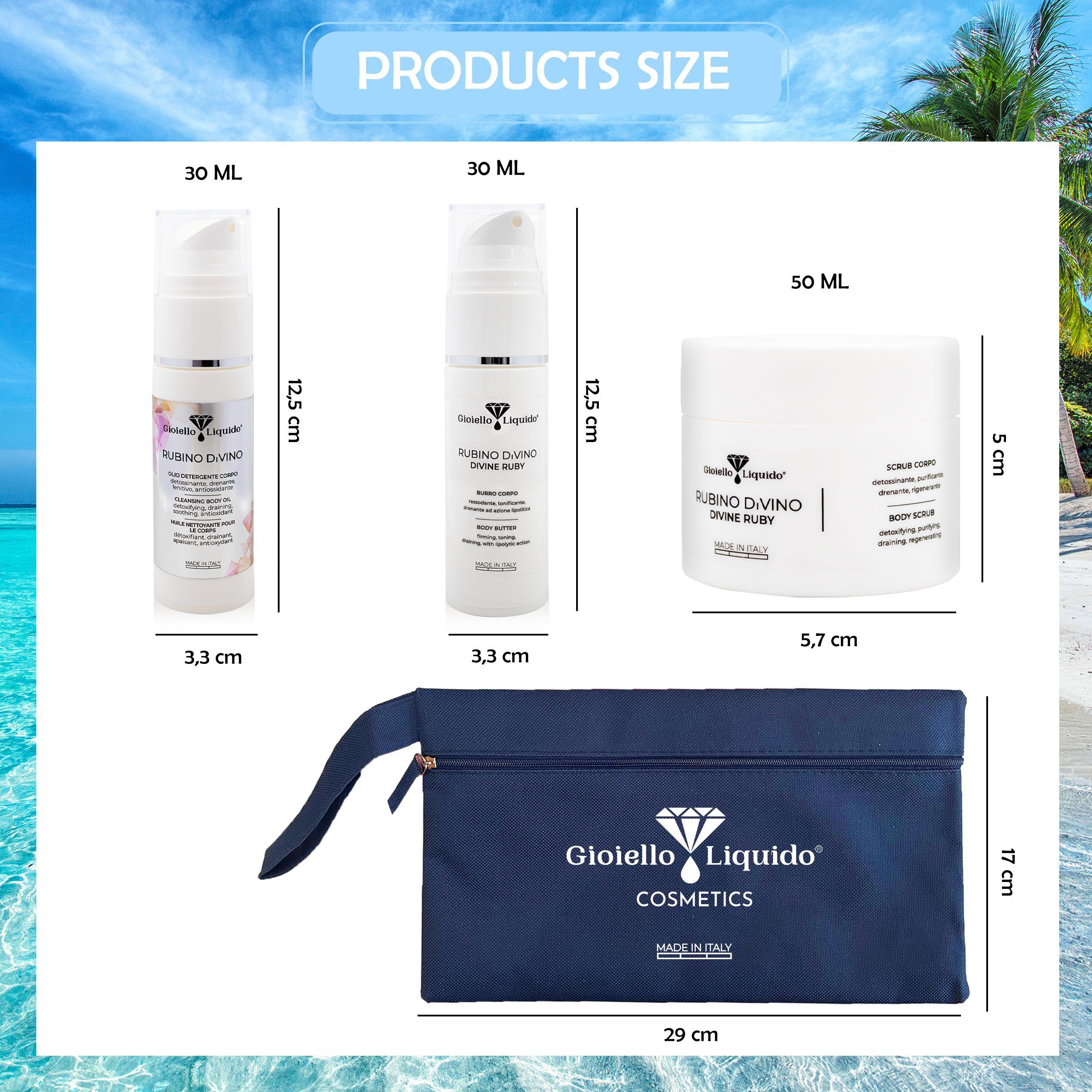 Gioiello Liquido Reise-Set für den Körper + kostenlose Kosmetiktasche