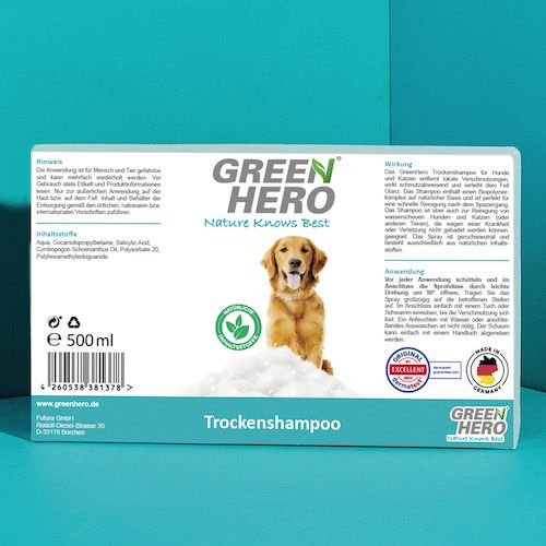 GreenHero Trockenshampoo für Hunde und Katzen