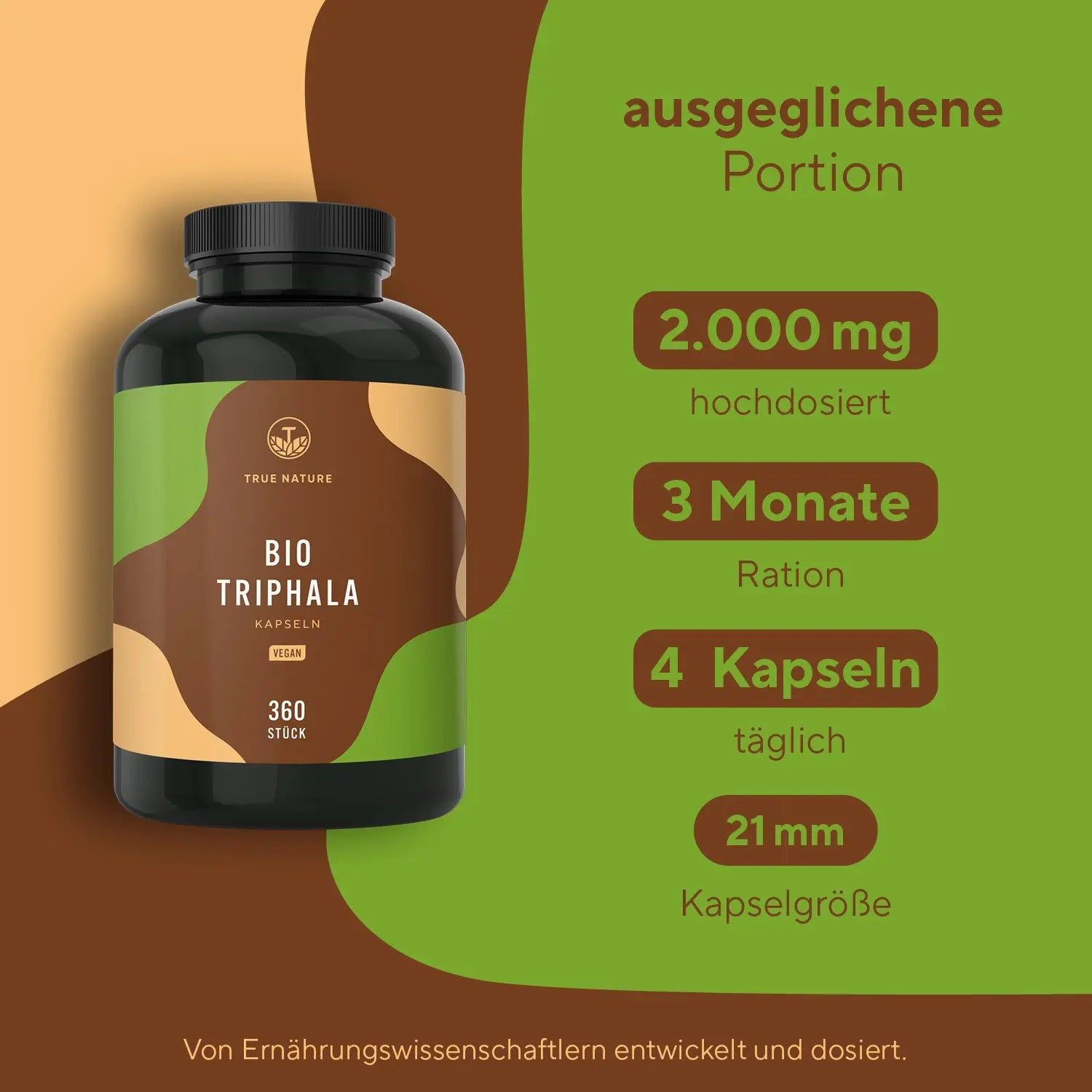 True Nature® Bio Triphala Kapseln - Vegan & Made in Germany 2x360 St