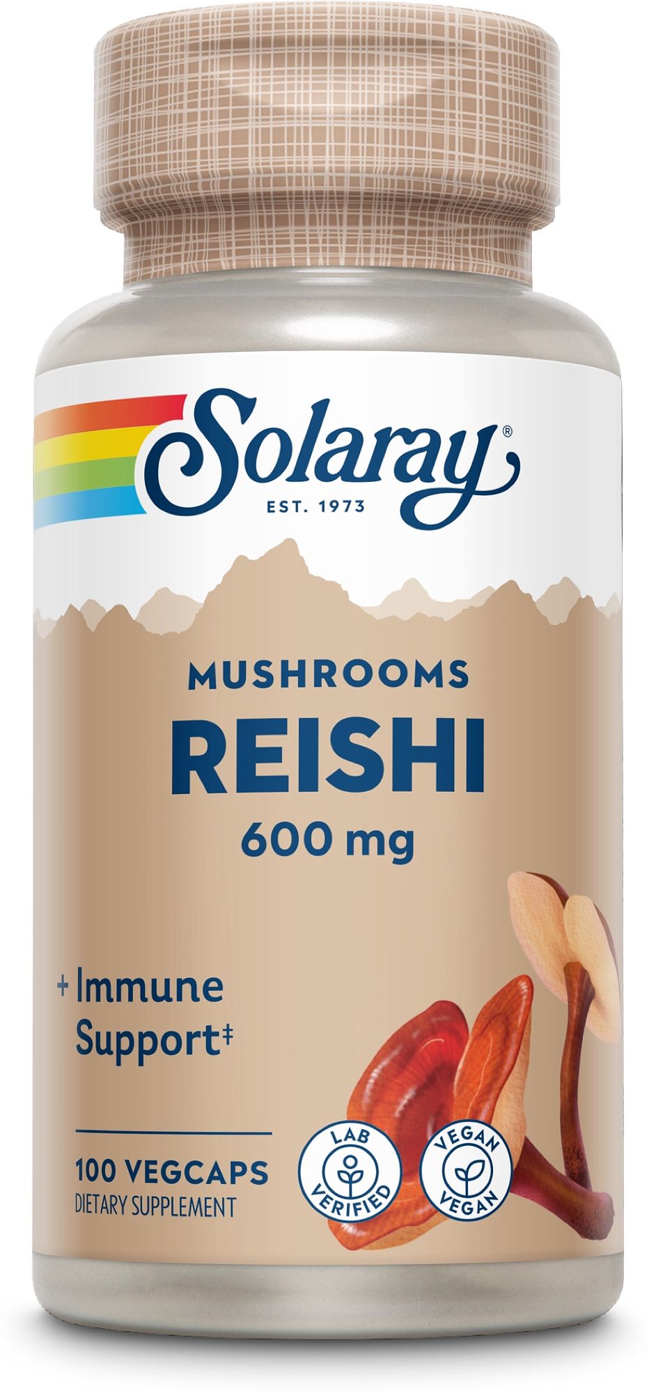Solaray Reishi Pilz Kapseln, 600 mg, 100 Vegicaps, mit Immununterstützung.