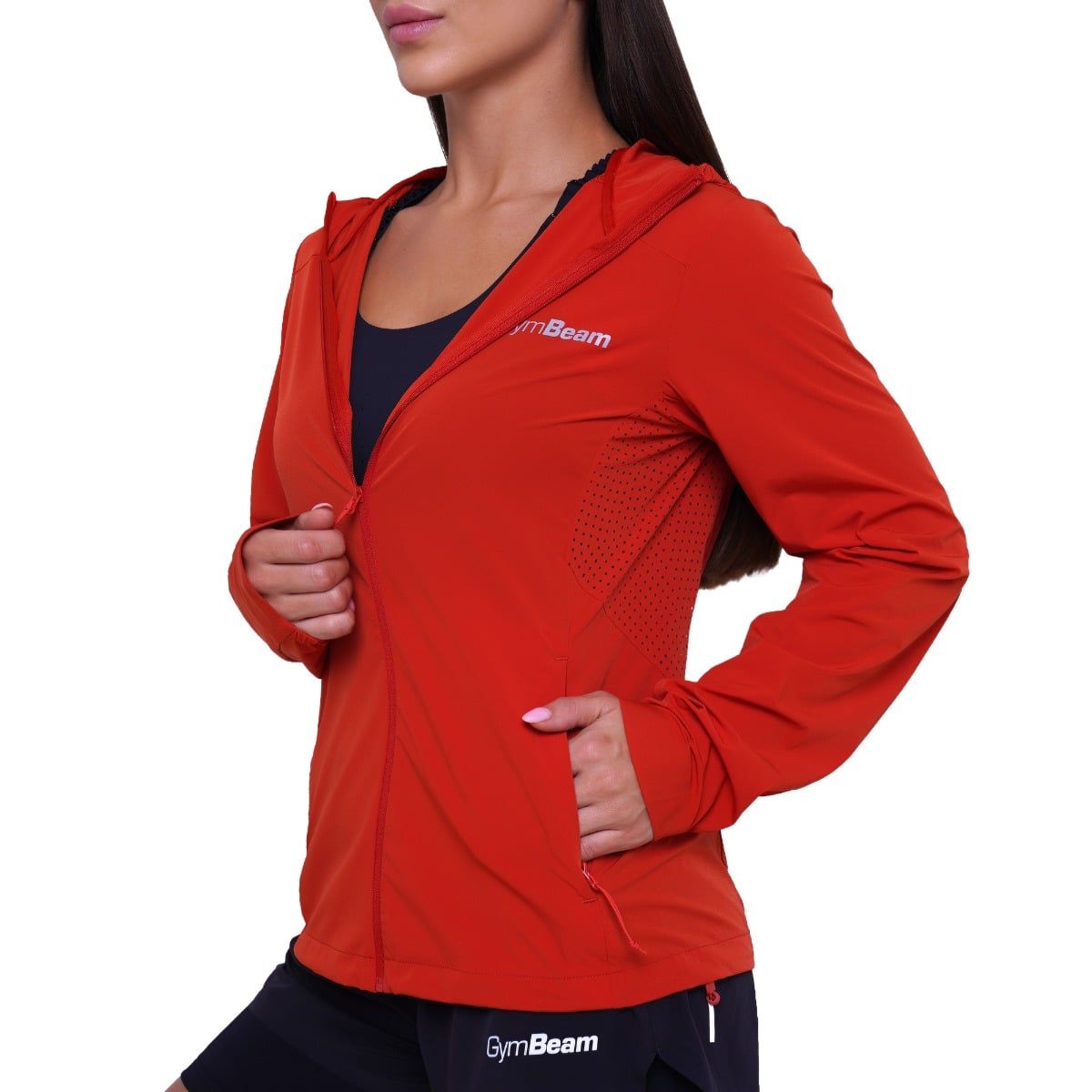 GymBeam Jacke Damen Slim mit Kapuze und Reißverschluss Pulse Orange