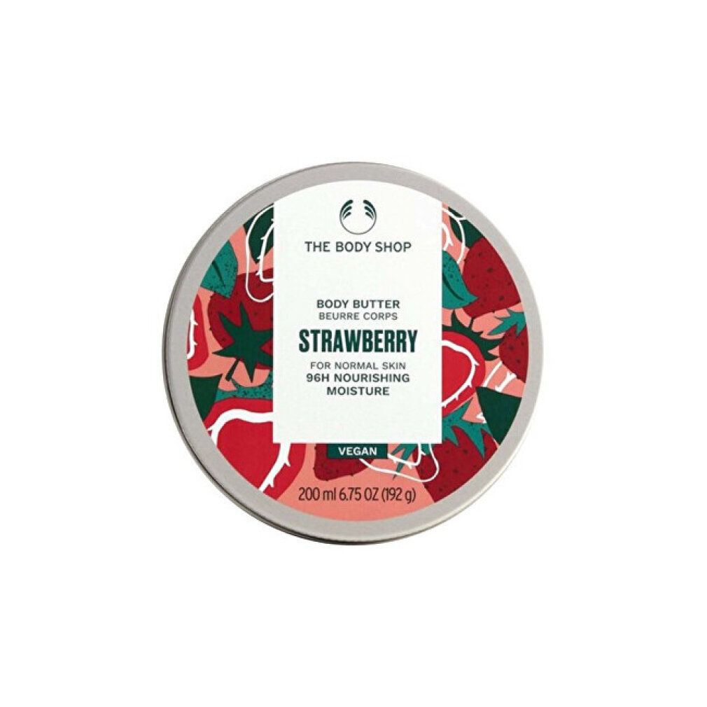 The Body Shop Erdbeer Body Butter, 200ml, vegan, für normale Haut, 96h Feuchtigkeit.