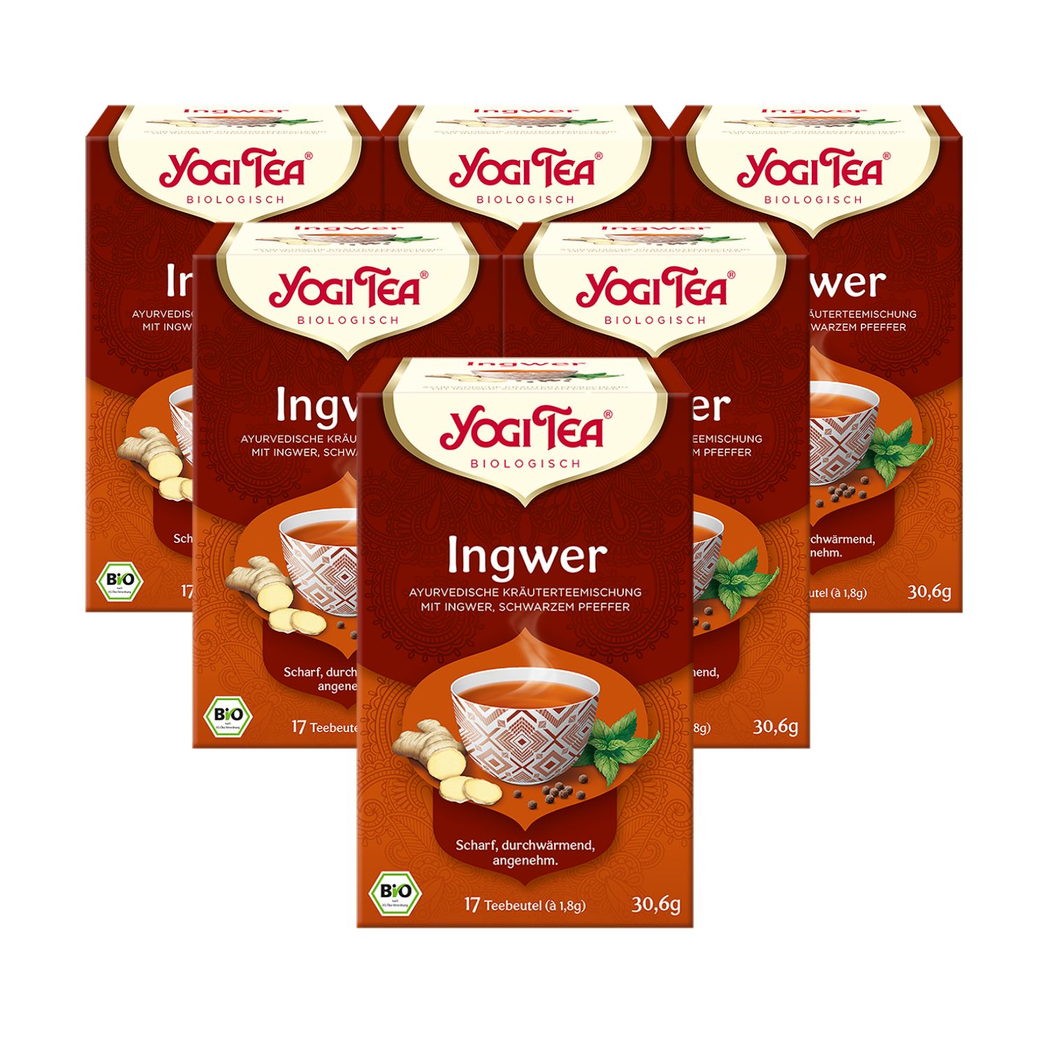 Yogi Tea - Ingwer Bio Kräutertee 6x30,6 g Set
